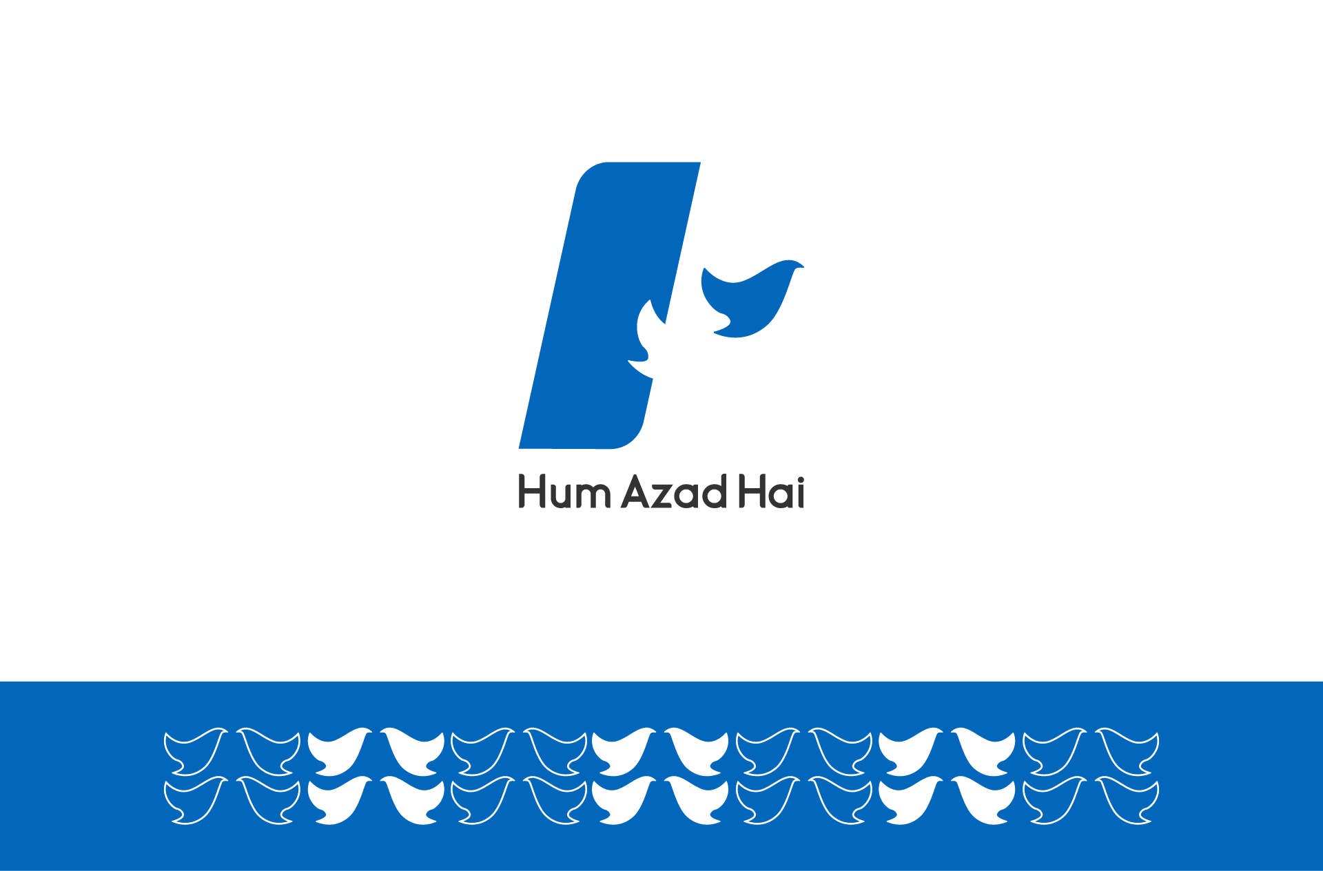 The logo of Hum Azad Hai with a pattern created with the bird in its logo
