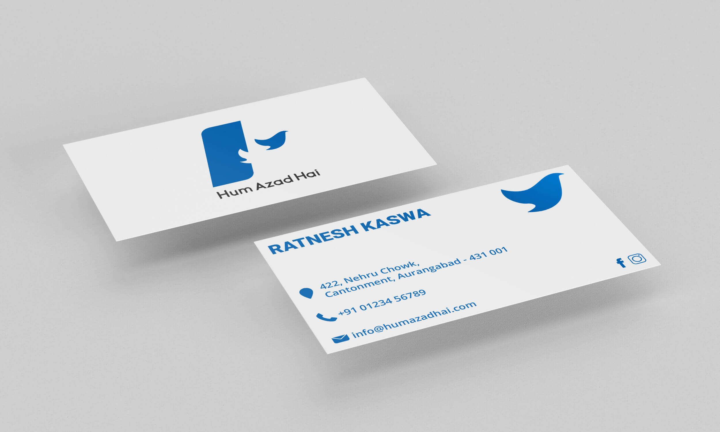 A mock-up of Hum Azad Hai's Visiting Cards