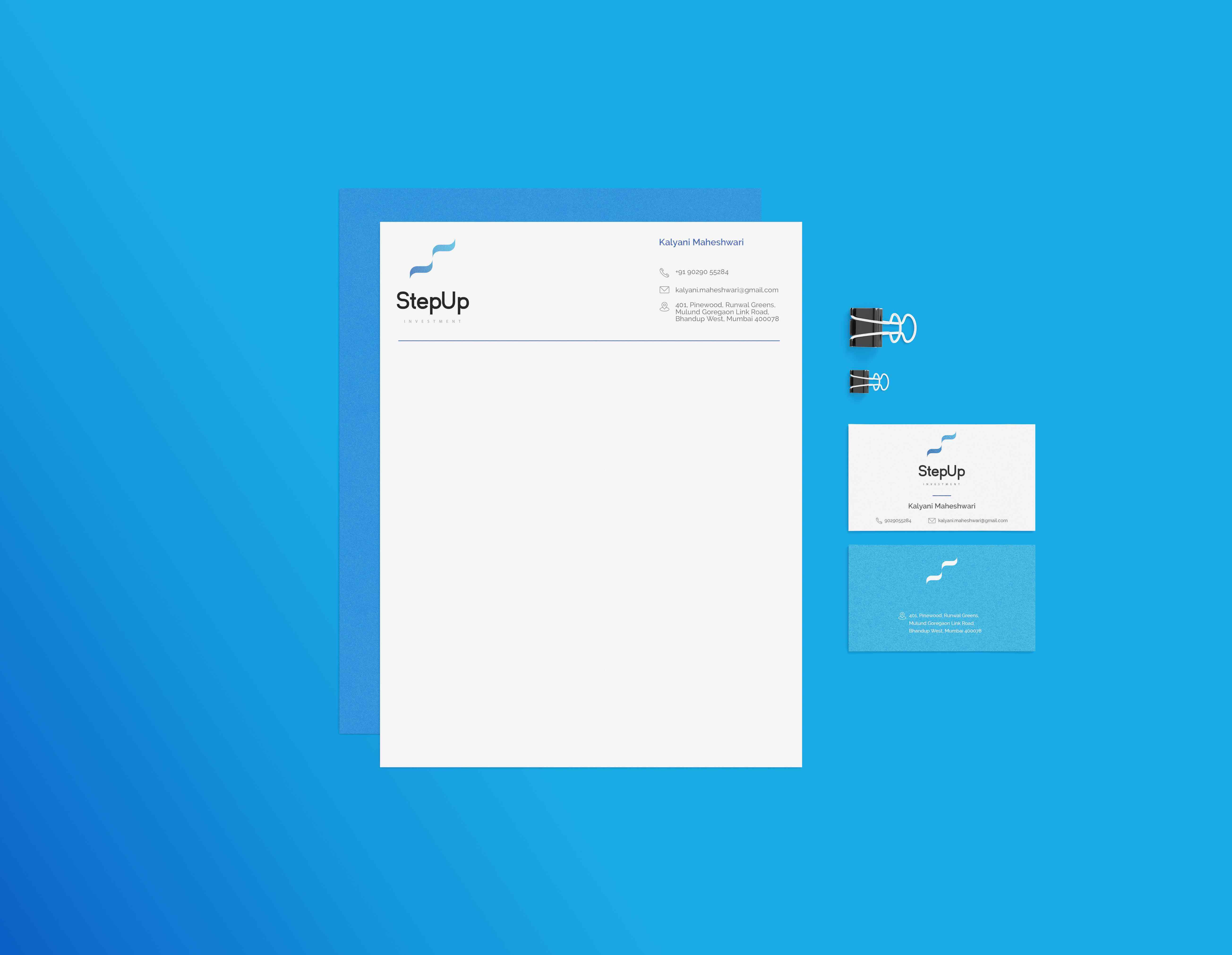 Design of Collaterals (Letterhead & Visiting Card) of Step Up Investments 