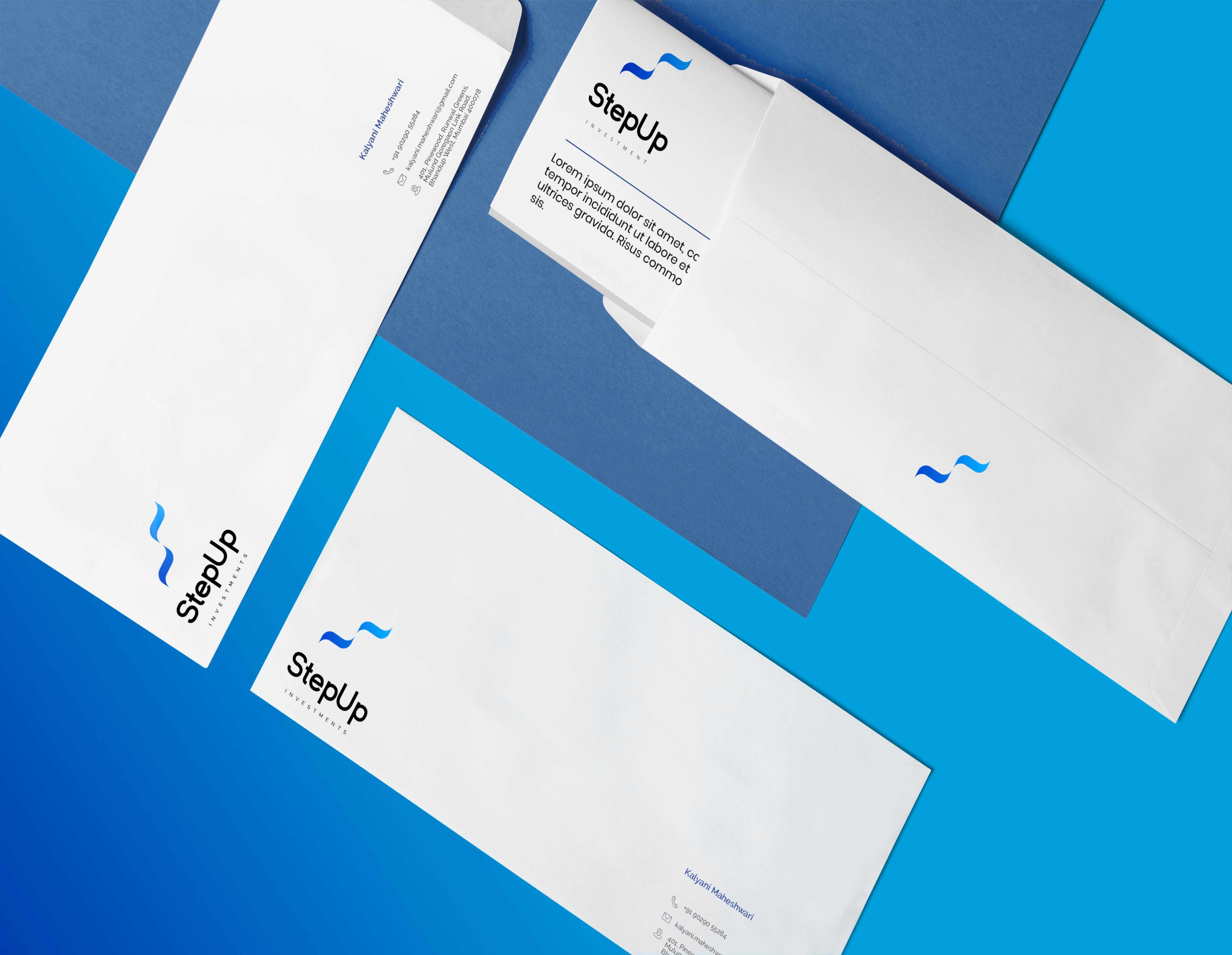 Envelope mock-up for Step Up Investments